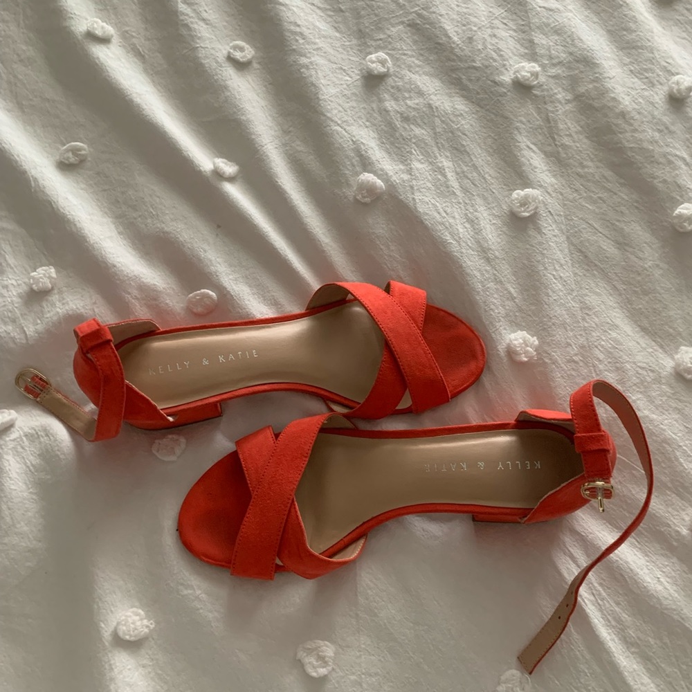 Kelly and katie short heel hot pink sandals